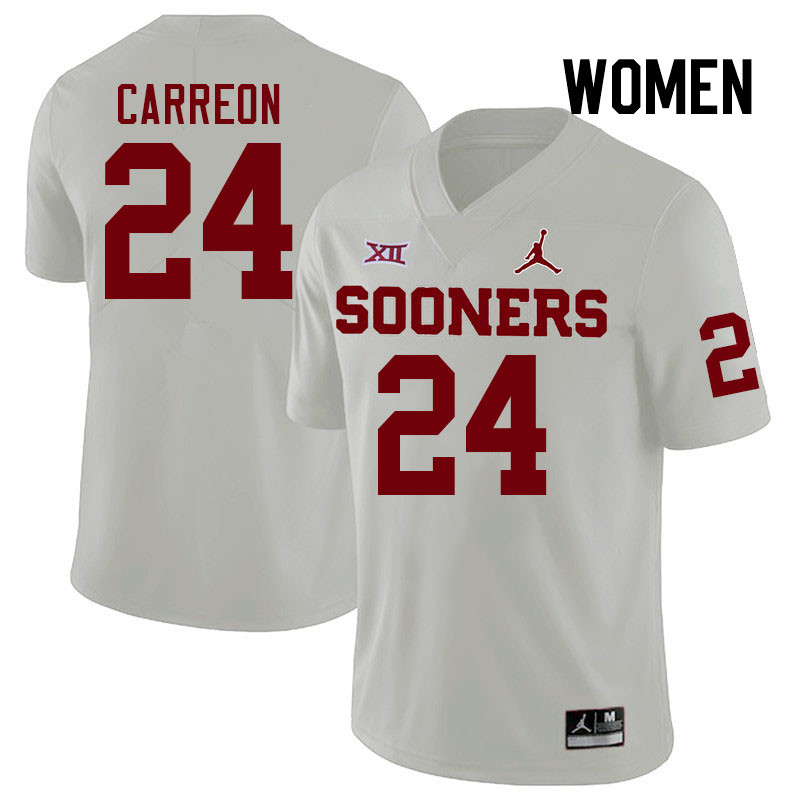 Women #24 Ivan Carreon Oklahoma Sooners College Football Jerseys Stitched-White